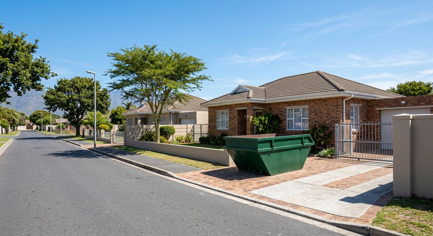 Skip Hire Goodwood - skip bin on driveway of Goodwood residential home | Skip Hire Cape Town